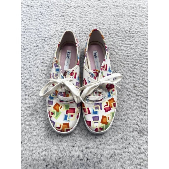 Keds Shoes - Women's Keds Original White Multicolor Geometric Low Top Shoes Size 5